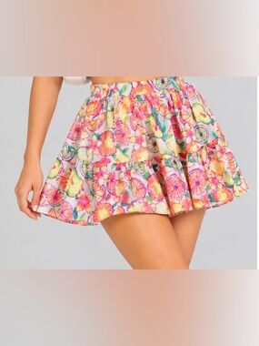 Tommy Bahama Citrus Floral Tiered Mini Skirt XXS Resort
